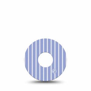 ExpressionMed Blue Stripes Freestyle Libre 3 and Libre 3 Plus, Single Tape Blue coastal stripe Overlay Patch for Continuous Glucose Monitor