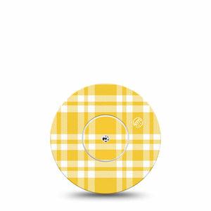 ExpressionMed yellow gingham Freestyle Libre, Libre 2 Plus, and Abbott Lingo, Single Tape and Single Sticker Summer yellow plaid Overlay Patch for CGM