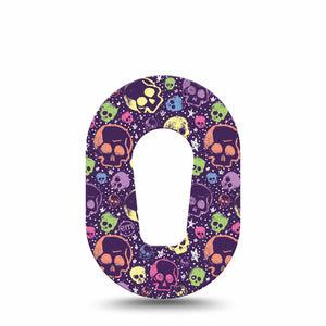 ExpressionMed Neon Skulls Dexcom G6 Mini Tape, Single Tape Electric Colorful Skulls, Adhesive Tape CGM Design