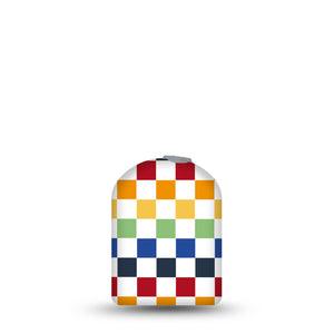 ExpressionMed Rainbow Checkerboard Omnipod Full Wrap Center Sticker Single Sticker Only Rainbow Checked, Vinyl Decoration Pump Design