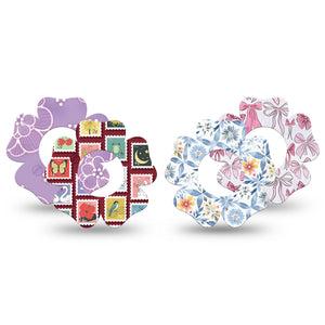 ExpressionMed Darling Details Freestyle Libre, Libre 2 Plus, and Abbott Lingo Flower, 4-Pack Tape Dainty prints Overlay Patch for Continuous Glucose Monitor