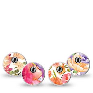 ExpressionMed Blooming Radiance Variety Pack Freestyle Libre 3 Sticker, 4-Pack Sticker Variety Summer Sunset Toned Florals, Decorative Decal CGM Design