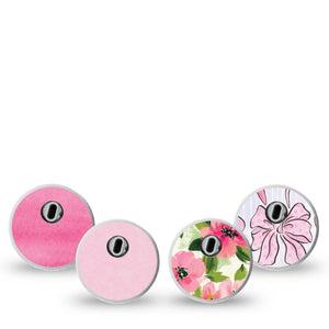 ExpressionMed Soft Pink Freestyle Libre 3 and Libre 3 Plus Sticker, 4-Pack Sticker Blush pink hot pink mix Vinyl Decoration for CGM