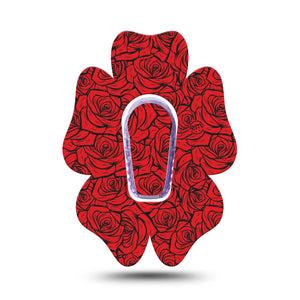 ExpressionMed Roses Dexcom G6 Flower, Single Tape and Single Sticker Bold red roses Adhesive Tape for CGM