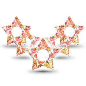 ExpressionMed Peach Dusk Infusion Set Star Shape Tape, 10-Pack Tape Summer Gossamer Garden, Fixing Ring Patch Continuous Glucose Monitor Design