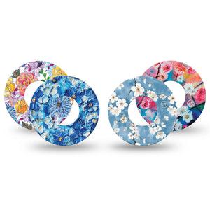 ExpressionMed Sakura Sky Variety Pack Freestyle Libre and Libre 2 Plus Tape, Abbott Lingo, 4-Pack Tape Variety Blossoms in Spring Air, Fixing Ring Tape Continuous Glucose Monitor Design