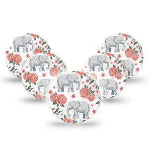 ExpressionMed Sweet Elephants Freestyle Libre 3 and Libre 3 Plus OverPatch, 5-Pack adorable elephant style Plaster for Continuous Glucose Monitor