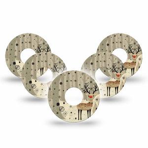 ExpressionMed Woodland Reindeer Freestyle Libre 3 and Libre 3 Plus Tape, 5-Pack Tape Beige Christmas, Adhesive Tape Continuous Glucose Monitor Design