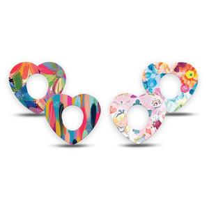 ExpressionMed Soft-Tone Dexcom G7 and Dexcom Stelo Glucose Biosensor System Heart, 4-Pack Tape muted floral pattern Fixing Ring Tape for Continuous Glucose Monitor