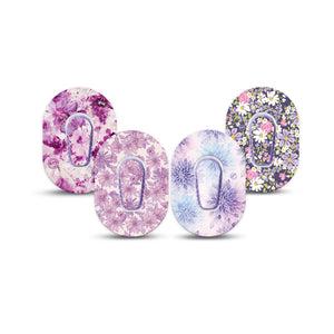 ExpressionMed Violet Garden Dexcom G6 Mini, tape and sticker  Purple daisies Waterproof Adhesive Tape for CGM