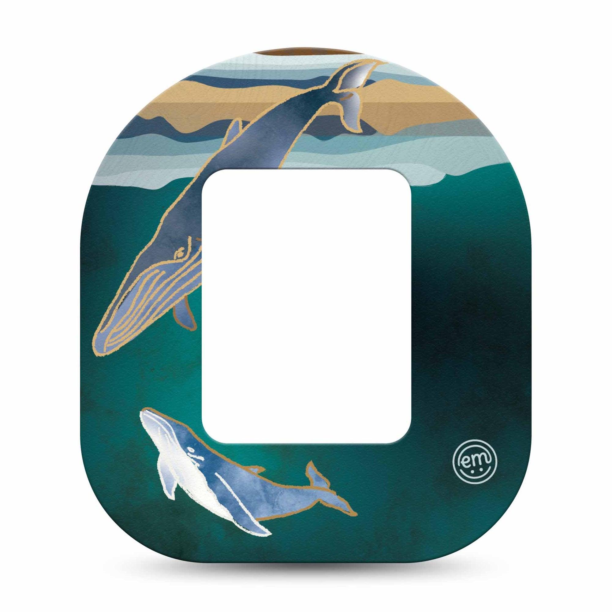 ExpressionMed Whales Tandem Mobi Single Tape Teal gold colored whales Pump Adhesive Tape Design