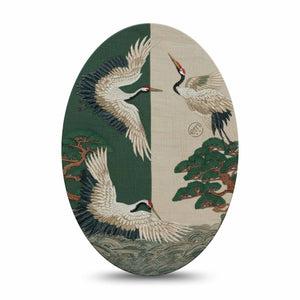 ExpressionMed Tapestry Cranes Medtronic Guardian Enlite Universal Oval, Single Tape Material inspired cranes Vinyl Decoration for CGM