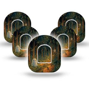 ExpressionMed Woodland Ghost Omnipod, 5-Pack Tape and 5-Pack Sticker cute ghost print Overlay Patch For Pump