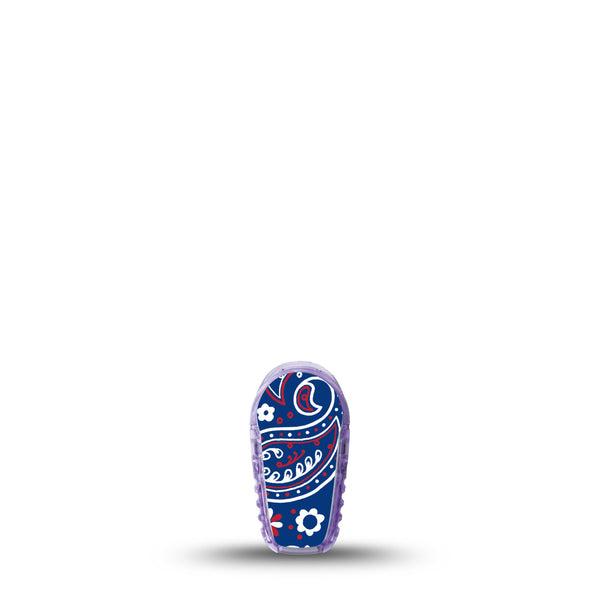 ExpressionMed Independence Paisley Dexcom G6 Sticker Single Sticker Only Blue Red White Paisley Print, Vinyl Decoration Continuous Glucose Monitor Design
