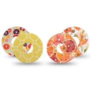 ExpressionMed Citrus Crush Freestyle Libre 3 and Libre 3 Plus, 4-Pack Tape orange lemon design Best Covers for CGM