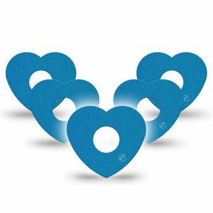 ExpressionMed Teal Freestyle Libre 3 and Libre 3 Plus Heart Shape Tape, 5-Pack Tape Basic Color, Patch CGM Design