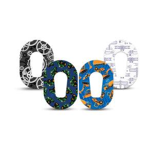 ExpressionMed Mighty Machines Variety Pack Dexcom G6 Mini Tape, 4-Pack Tape Variety Motor Vehicles, Adhesive Tape CGM Design