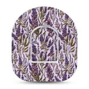 ExpressionMed Stitched Bloom Omnipod, Single Tape and Single Sticker Lavender embroidery Decorative Patch For Insulin Pump