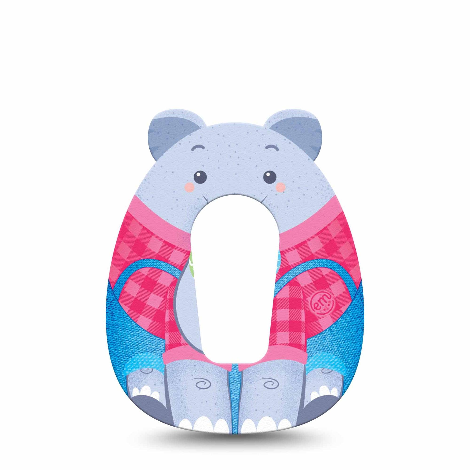 ExpressionMed Circus Elephant Dexcom G6 Gumdrop Shape Tape, Single Tape Balloon Carrying Elephant, Overlay Patch CGM Design
