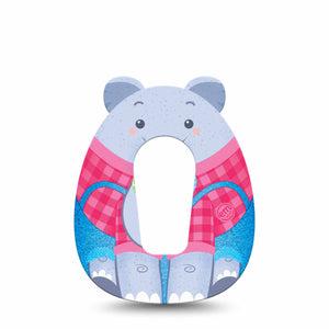 ExpressionMed Circus Elephant Dexcom G6 Gumdrop Shape Tape, Single Tape Balloon Carrying Elephant, Overlay Patch CGM Design