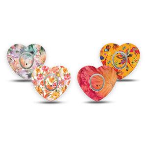 ExpressionMed Ruffle Bloom Dexcom G7 and Dexcom Stelo Glucose Biosensor System Heart, tape and sticker  floral bloom pattern Vinyl Decoration for CGM