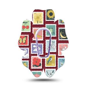 ExpressionMed Postage Stamp Dexcom G6 Flower, Single Tape and Single Sticker Animals and floral postage Adhesive Tape for CGM