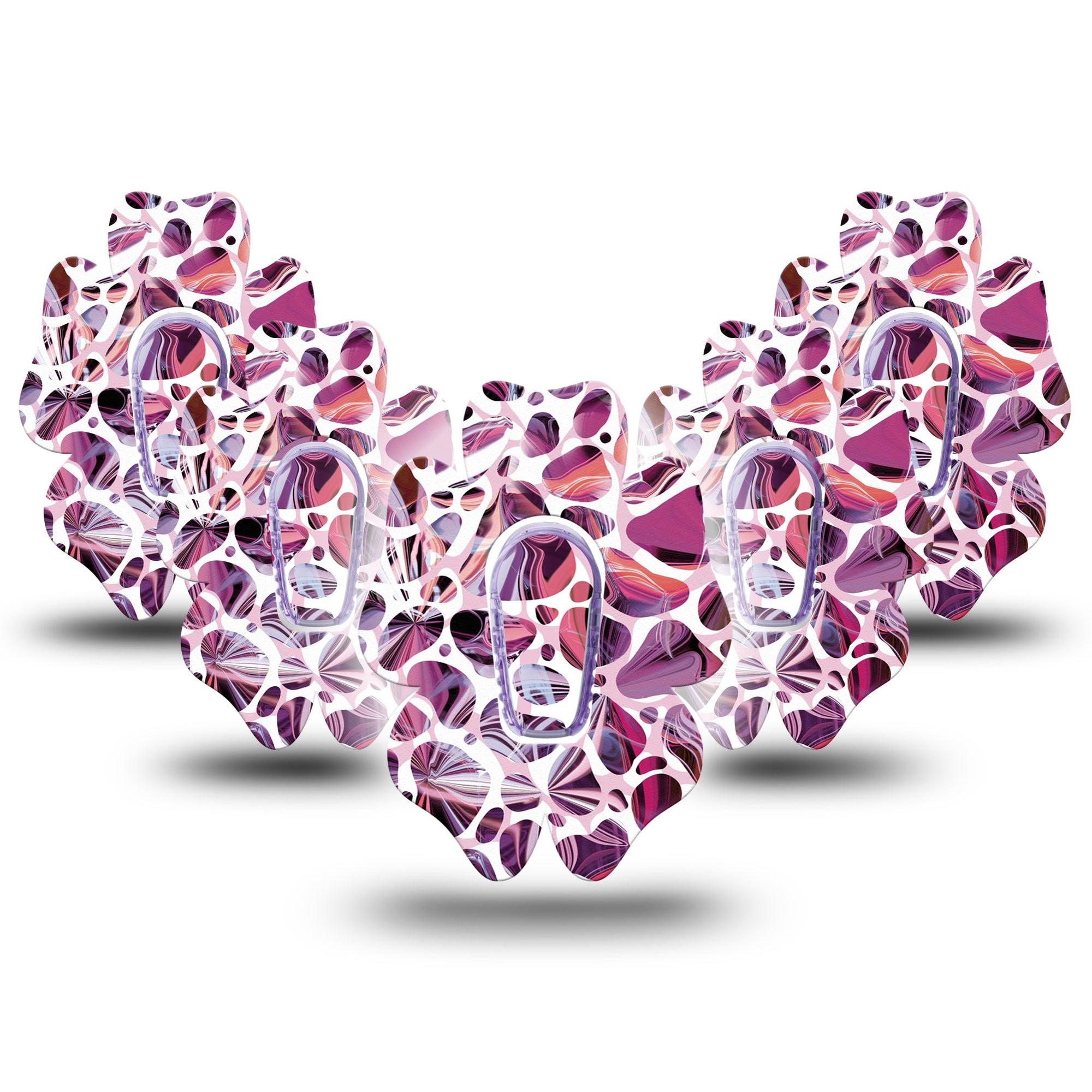 ExpressionMed Purple Pebbles Dexcom G6 Flower Shape Tape 5-Pack Tape and 5-Pack Sticker Natural Pebbles, Adhesive Patch Continuous Glucose Monitor Design