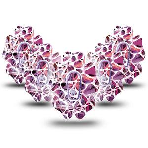 ExpressionMed Purple Pebbles Dexcom G6 Flower Shape Tape 5-Pack Tape and 5-Pack Sticker Natural Pebbles, Adhesive Patch Continuous Glucose Monitor Design