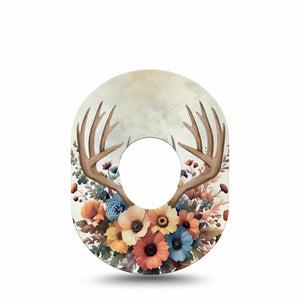ExpressionMed Floral Antlers Dexcom G7 Tape, Dexcom Stelo Glucose Biosensor System, Single Tape Antlers Autumn Wreath, Overlay Tape CGM Design