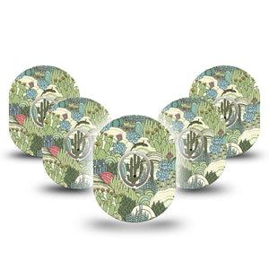 ExpressionMed Cactus Dexcom G7 Tape, Dexcom Stelo Glucose Biosensor System, 5-Pack Tape and 5-Pack Sticker Succulent Garden Plants, Overlay Tape CGM Design