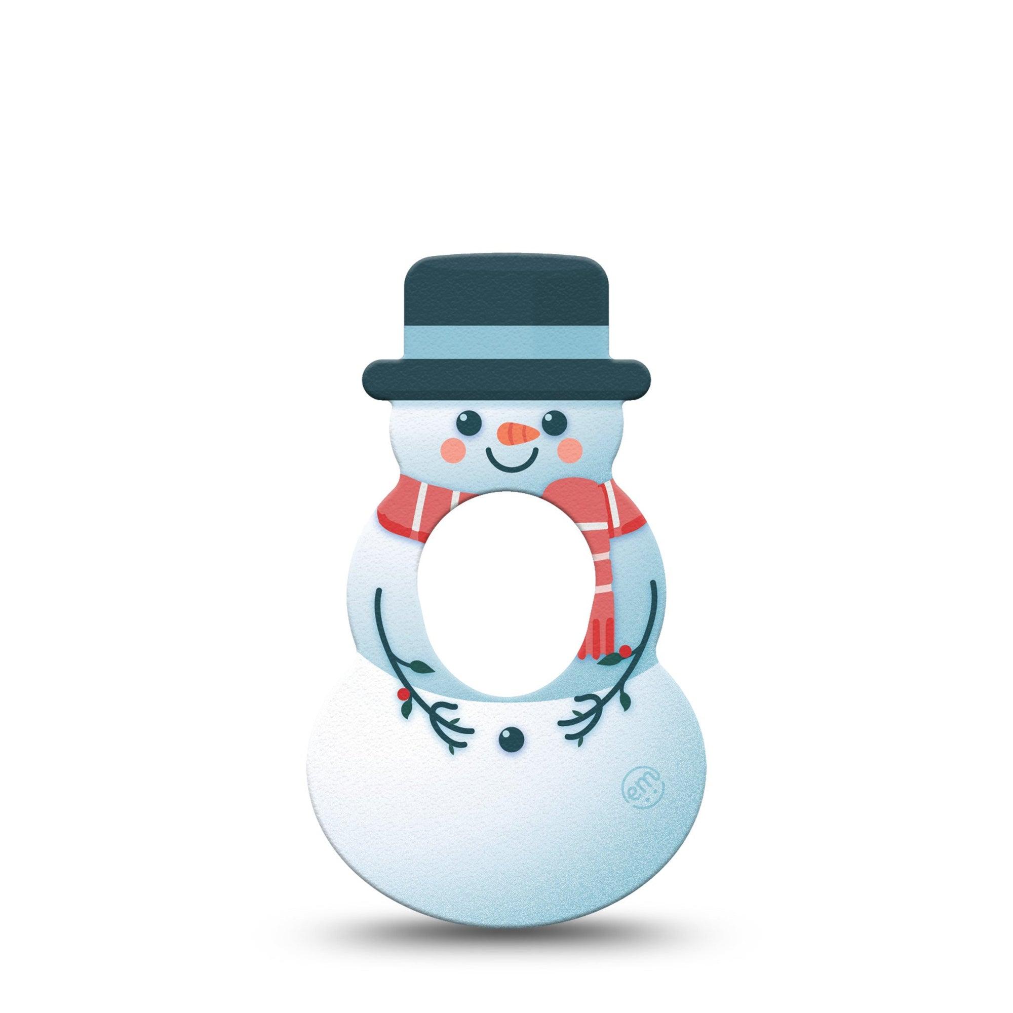 ExpressionMed Frosty The Snow Man Dexcom G7 and Stelo Snowman Shape Tape, Dexcom Stelo Glucose Biosensor System, Single Tape Dressed-Up Snowman, Overlay Patch CGM Design