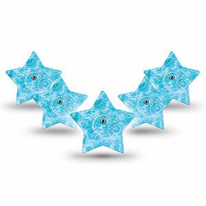 ExpressionMed Sunlit Water Freestyle Libre 3 and Libre 3 Plus Star, 5-Pack Tape and 5-Pack Sticker Water surface pattern Fixing Ring Patch for Continuous Glucose Monitor