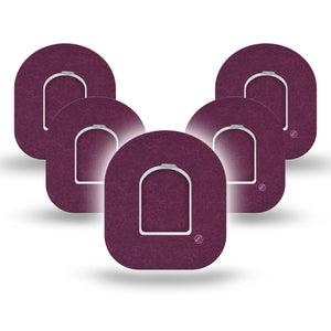 ExpressionMed Wine Red Omnipod Tape, 5-Pack Tape and 5-Pack Sticker Pantone Color, Adhesive Patch Pump Design