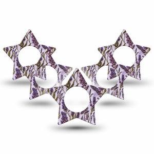 ExpressionMed Stitched Bloom Freestyle Libre, Libre 2 Plus, and Abbott Lingo Star, 5-Pack Purple lavender stems Accessories for Continuous Glucose Monitor