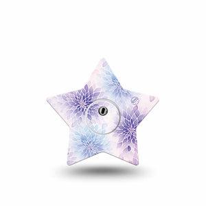 ExpressionMed Wisteria Fade Freestyle Libre 3 and Libre 3 Plus Star, Single Tape and Single Sticker Ombre purple floral Fixing Ring Tape for CGM
