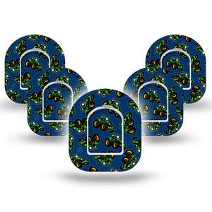 ExpressionMed Tractors Omnipod Mini Tape, 5-Pack Tape and 5-Pack Sticker Kids Tractor Print, Adhesive Tape Pump Design