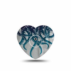 ExpressionMed Tentacles Freestyle Libre 3 and Libre 3 Plus Heart Shape Tape, Single Tape and Single Sticker Gradient Tentacles, Patch CGM Design