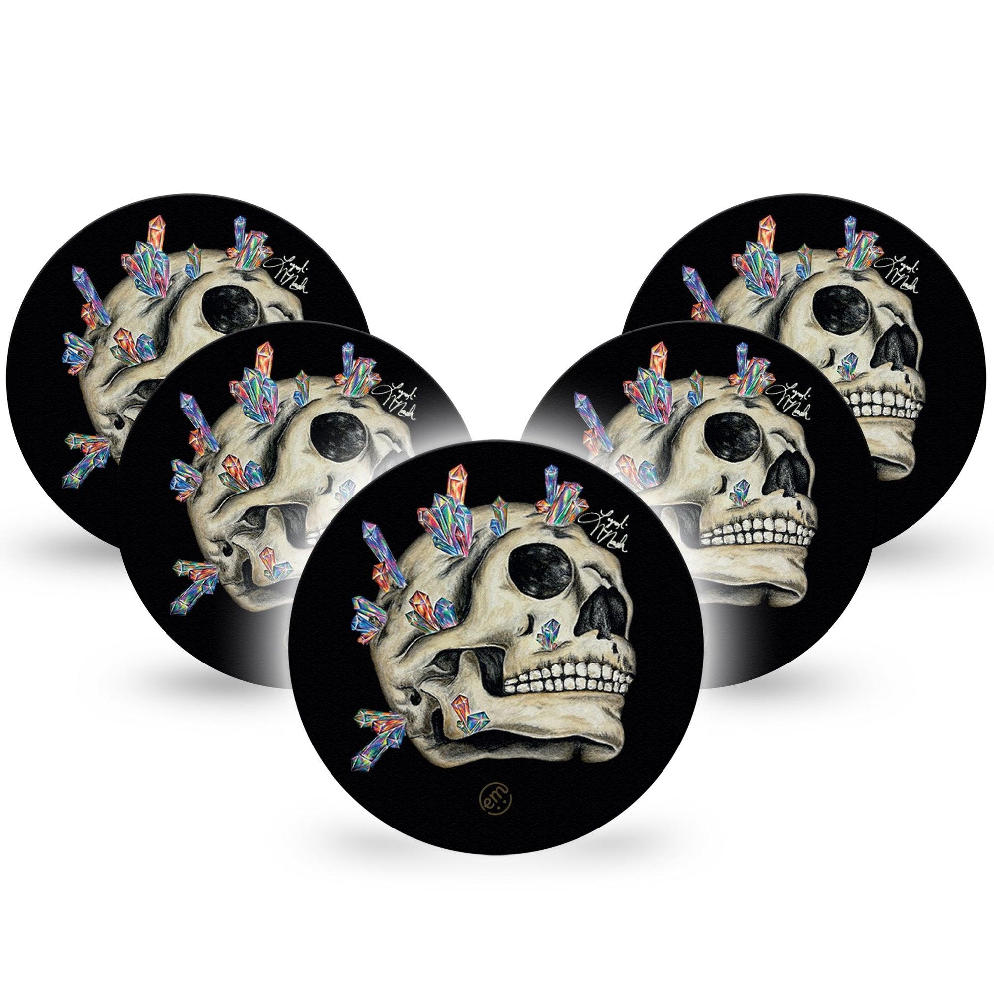 ExpressionMed Crystal Skulls Freestyle Libre Overpatch 5-Pack Crystal Head Adhesive Tape CGM Design