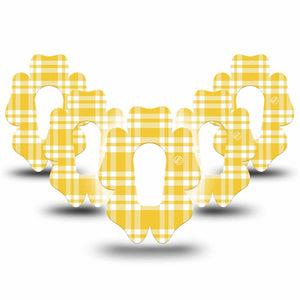ExpressionMed yellow gingham Dexcom G6 Flower, 5-Pack Sunny checker print Plaster for Continuous Glucose Monitor