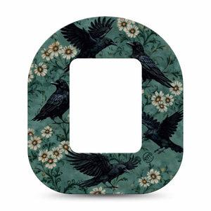 ExpressionMed Crows Tandem Mobi, Single Tape raven flower design Best Covers For Insulin Pump