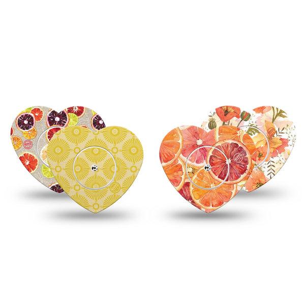 ExpressionMed Citrus Crush Freestyle Libre, Libre 2 Plus, and Abbott Lingo Heart, tape and sticker  orange lemon design Decorative Patch for CGM
