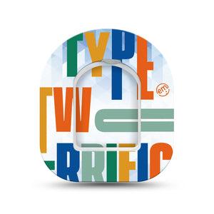 ExpressionMed Type Two-rrific Omnipod Surface Center Sticker and Mini Tape Diabetes Poster Inspired Vinyl Sticker and Tape Design Pump Design