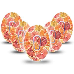 ExpressionMed Oranges Dexcom G6, 5-Pack Tape and 5-Pack Sticker Watercolor citrus Decorative Decal for CGM