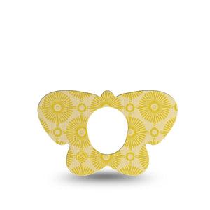 ExpressionMed Yellow Sundress Dexcom G7 Butterfly Shape Tape, Dexcom Stelo Glucose Biosensor System, Single Tape Golden Sunbursts Pattern, Adhesive Tape CGM Design