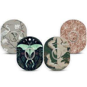 ExpressionMed Earth Tones Dexcom G7 and Dexcom Stelo Glucose Biosensor System, tape and sticker  Birds moths and florals Decorative Decal for CGM