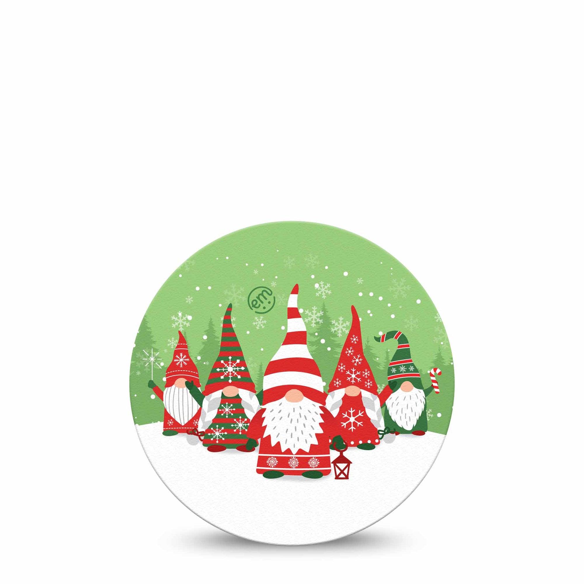 ExpressionMed Holiday Gnomies Dexcom G7 and Stelo Overpatch, Dexcom Stelo Glucose Biosensor System, Single Tape Red and Green Theme Gnomes, Overlay Tape Continuous Glucose Monitor Design