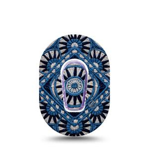 ExpressionMed Indigo Loomwork Dexcom G6 Mini, Single Tape and Single Sticker Wool texture pattern Waterproof Adhesive Tape for CGM