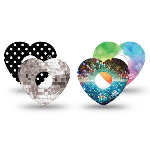 ExpressionMed Disco Pop Freestyle Libre 3 and Libre 3 Plus Heart, 4-Pack Tape retro pop aesthetic Adhesive Patch for Continuous Glucose Monitor