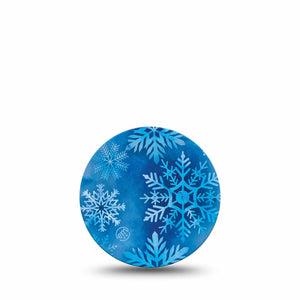 ExpressionMed Falling Snow Freestyle Libre 3 and Libre 3 Plus Overpatch, Single Tape Blue Crystals, Adhesive Patch CGM Design