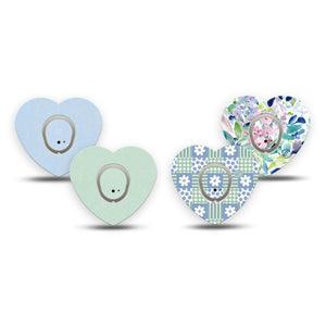 ExpressionMed Soft Balance Dexcom G7 and Dexcom Stelo Glucose Biosensor System Heart, tape and sticker  Solid and floral mix Vinyl Decoration for CGM